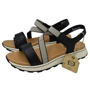 Born Womens Size 8 Mady Black Combo Leather Strappy Open Toe Sandals Shoes